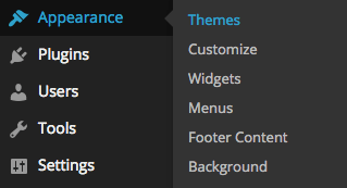 Themes menu in WordPress