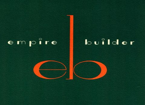 cropped image of an Empire Builder menu showing the train's name and initials e b