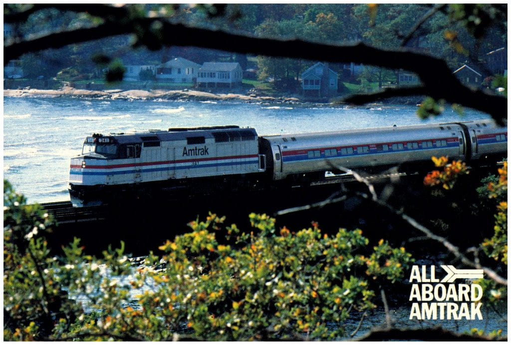 Amtrak Suerliner crossing a body of water