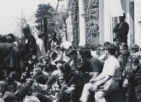 Northwestern University Students join in solidarity with members of For Members Only (FMO) and Afro-American Student Union (AASU), May 3, 1968