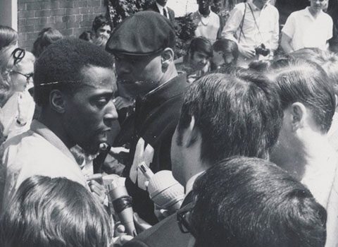 James Turner speaks with the press, May 3, 1968