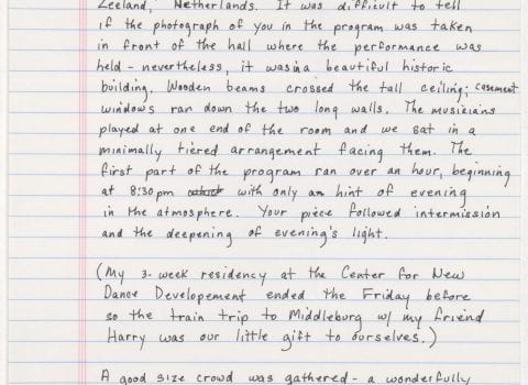 Letter from Deborah Hay, undated