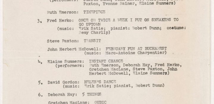 Judson program, A Concert of Dance, July 6, 1962