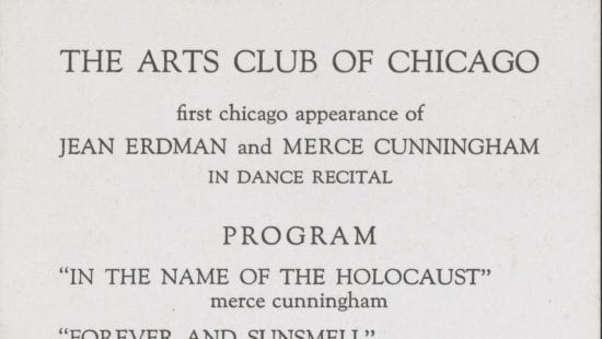 Jean Erdman and Merce Cunningham program, The Arts Club of Chicago, 1943