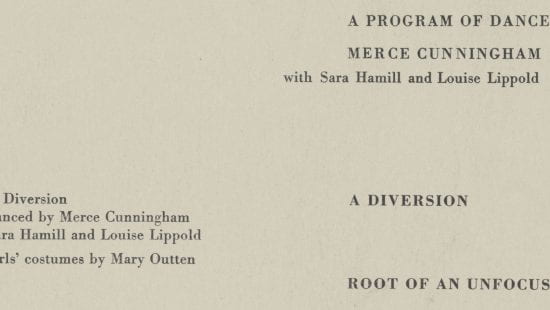 Program, “A Program of Dances,” Black Mountain College, Aug. 20, 1948