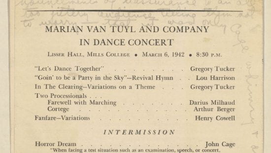 Marian Van Tuyl and Company program, Mills College, Oakland, Calif., March 6, 1942