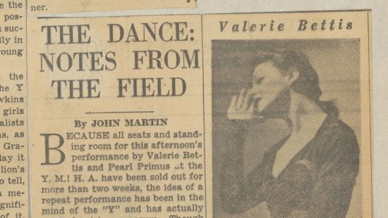“The Dance: Growing Up,” New York Times clipping, Dec. 1942