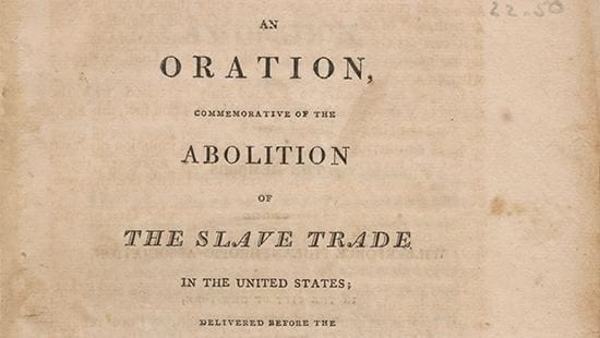 An Oration, Commemorative of the Abolition of the Slave Trade in the United States; Delivered before the Wilberforce Philanthropic Association  Title Page