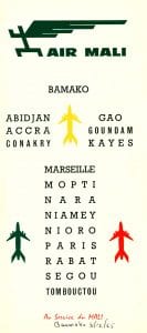 Air Mali Timetable July 1962