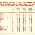 Nigeria Airways 1961 timetable insert back
