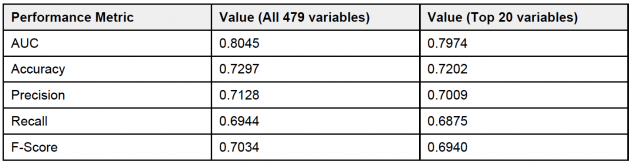 Table 1: Model Performance Metrics