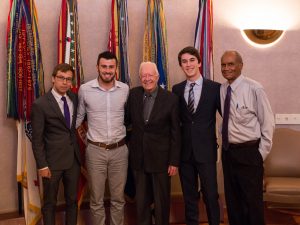 Dr Joseph and students with Jimmy Carter