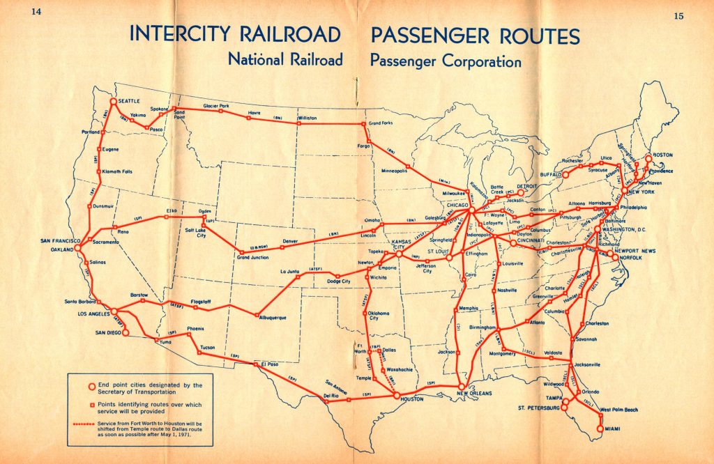 Amtrak May 1, 1971 Route Map