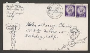 Festival records include this envelope to organizer Barry Olivier