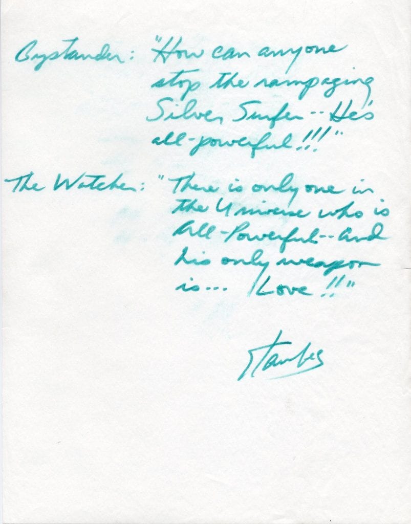 Stan Lee handwritten vignette