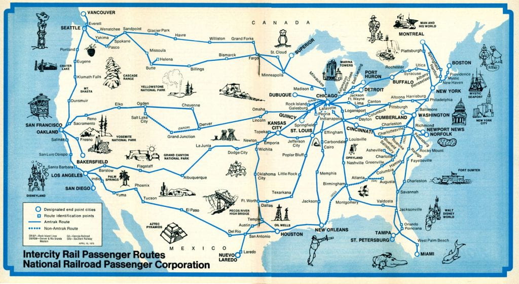 1975 Amtrak Route Map