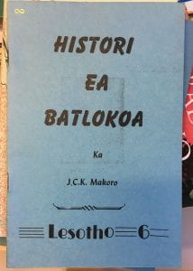 Blue book with black text in Lesotho