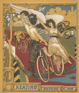 art nouveau illustration of bicycle riders