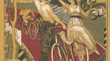 art nouveau illustration of bicycle riders