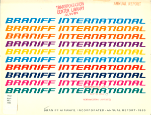 Multicolored text of Braniff International over and over again
