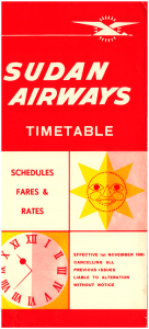 Timetable with clock and sun pictured on the front