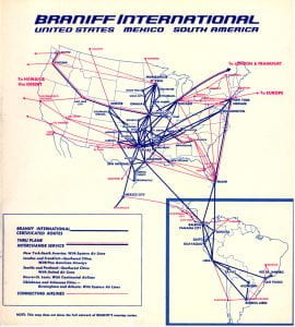 Braniff International route maps for 1965