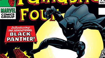 Black Panther's introduction from the cover of Fantastic Four number 52