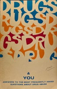 Cover of a paperback with jumbled letters of D, R, U, G, S.