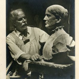 Lorado Taft at Work on Sculpture of Frances Willard