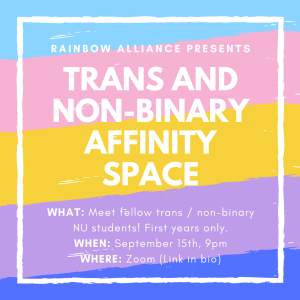 An instagram post publicizing a trans and non-binary affinity space.