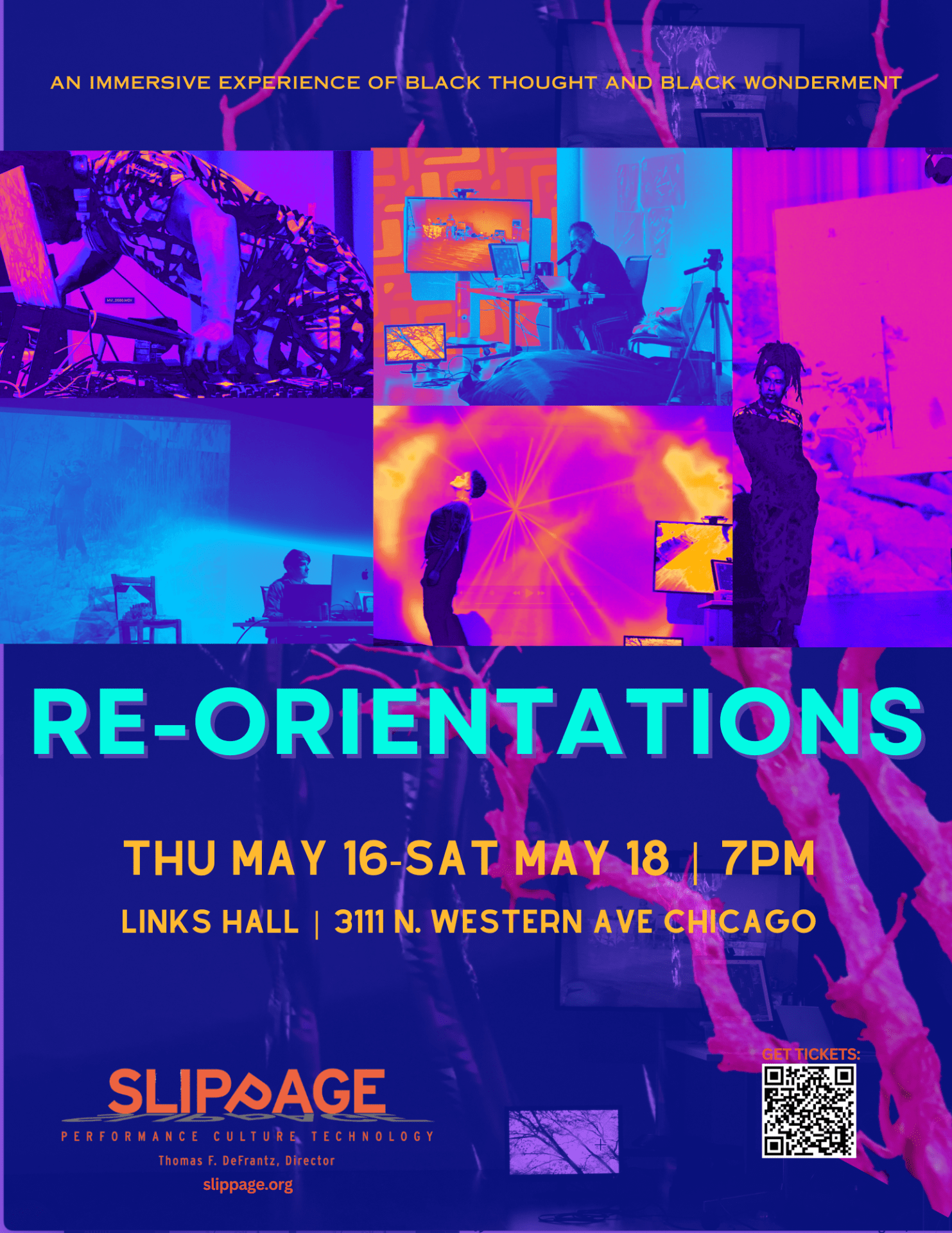 Neon-colored re-OrienatationS premiere May 16-18 2024 at Links Hall, Chicago