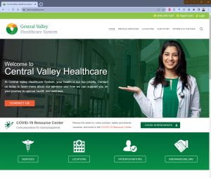Fictitious Central Valley Healthcare Home Page