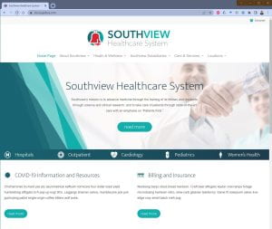 Fictitious Southview Healthcare System Homepage