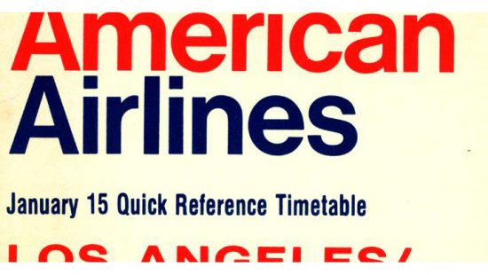 American Airlines Timetable ca. 1970