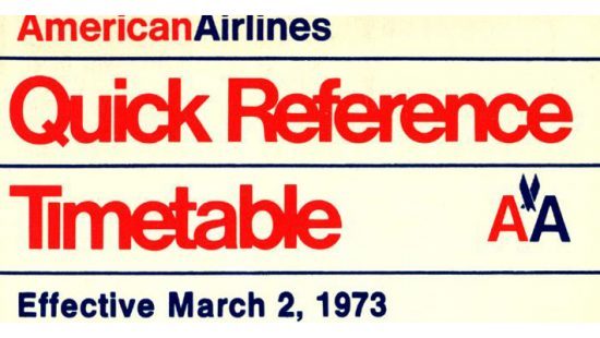 American Airlines Timetable 3.2.73 