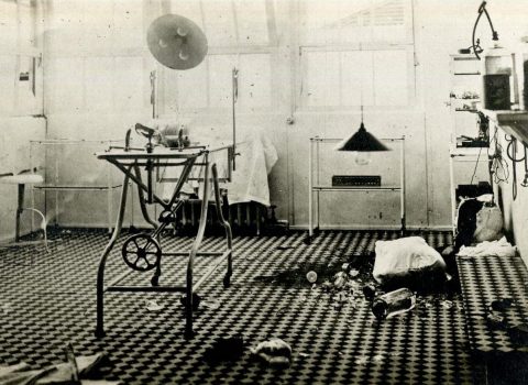 Surgical room after an air raid