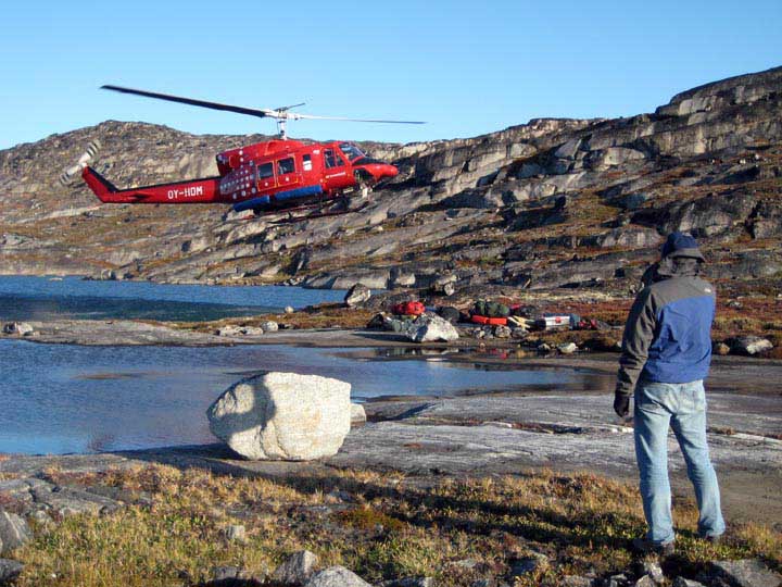Transporting coring gear to the field area near Ilulissat, west Greenland.